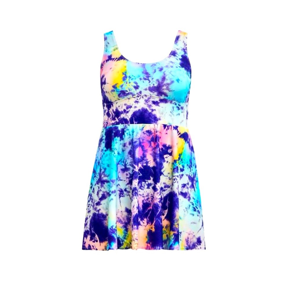 NWT TORRID WIRELESS LONG LENGTH SCOOP SWIM DRESS WITH BRIEF SIZE 0